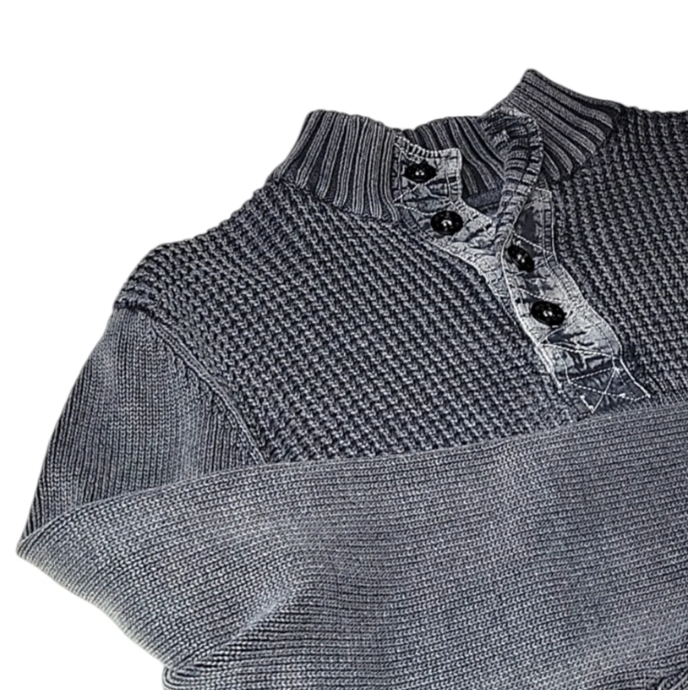 Buckle BKE Men's Gray Standard Fit Quarter Button Pullover Sweater, Size X-Small